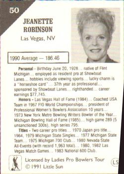 1991 Little Sun Ladies Pro Bowling Tour Strike Force #50 Jeanette Robinson Back